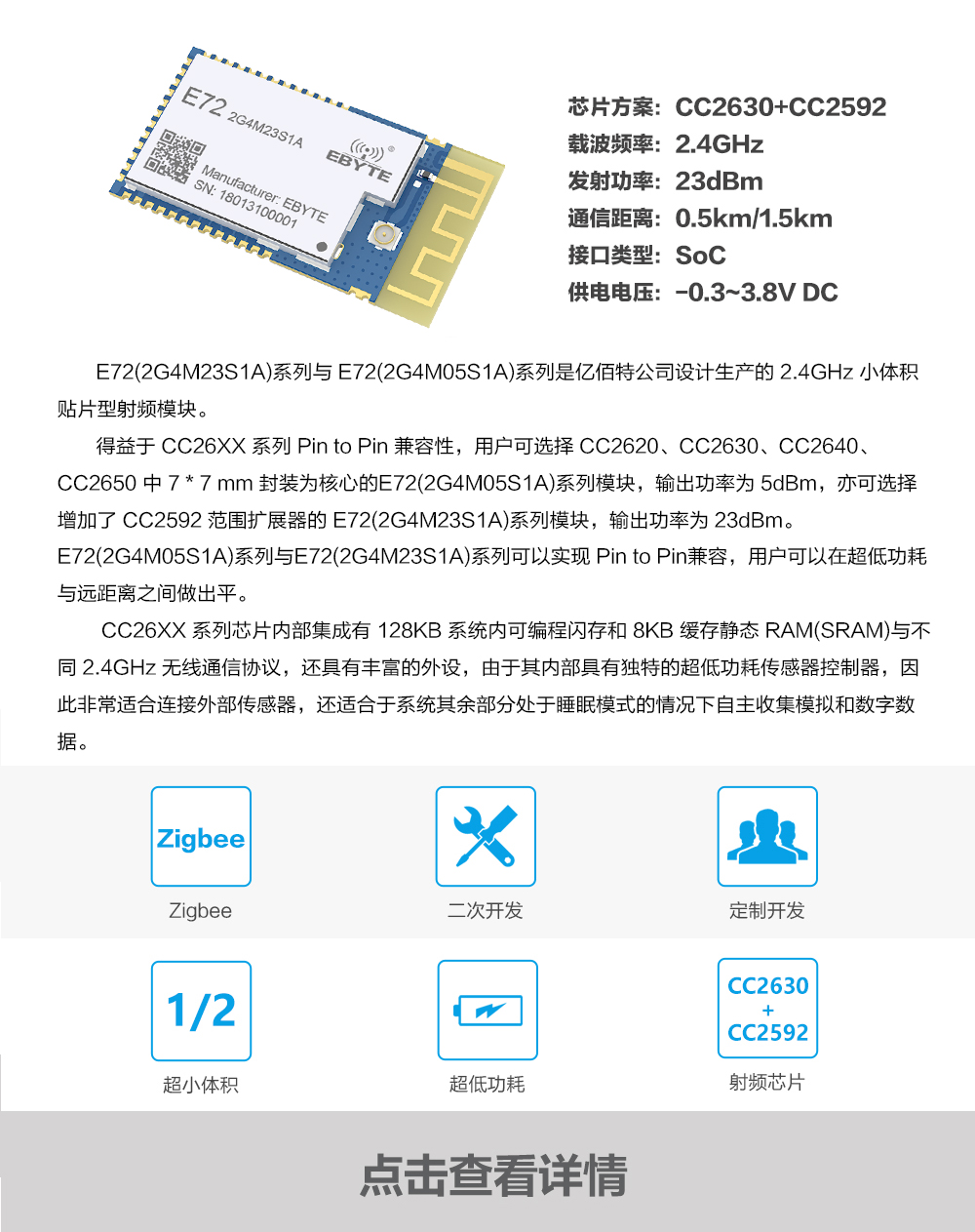 E72 zigbee无线通信模块 E72 (2G4M23S1A)