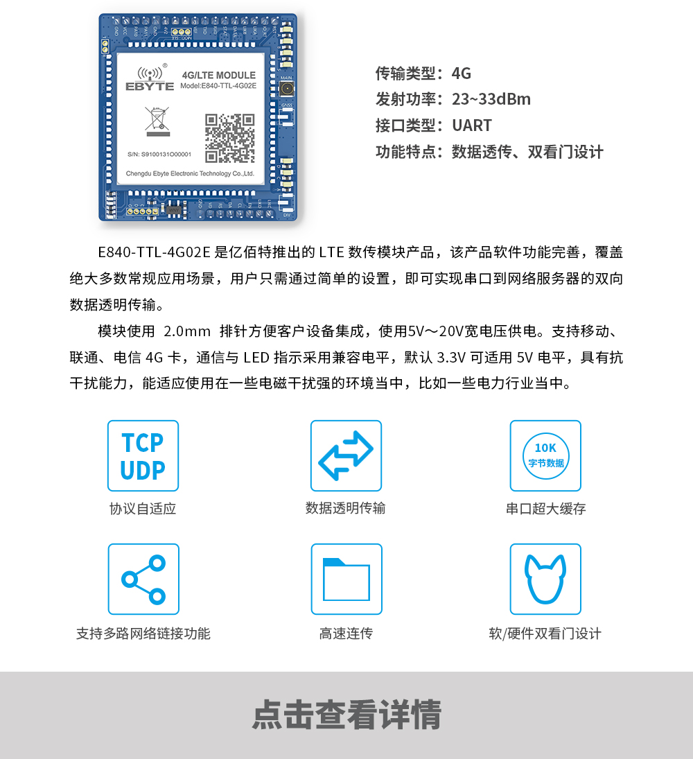 E840-TTL无线通信模块 E840-TTL-4G02E_CN
