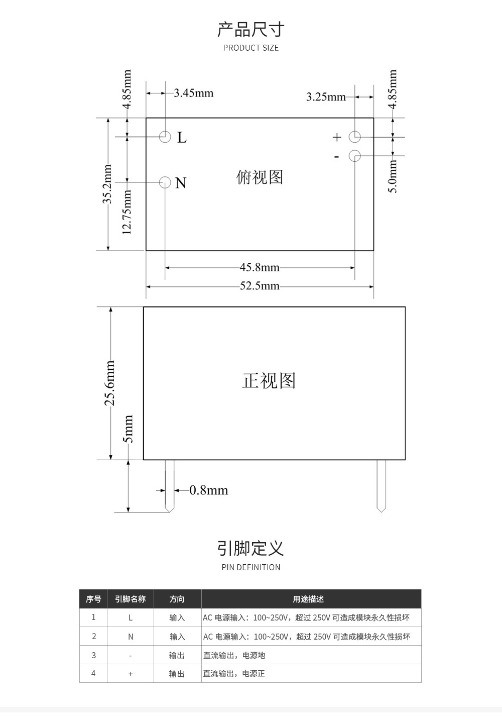 电源模块产品尺寸规格 15
