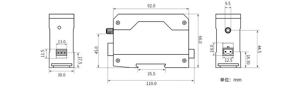 E840系列4G DTU尺寸图 E840尺寸图
