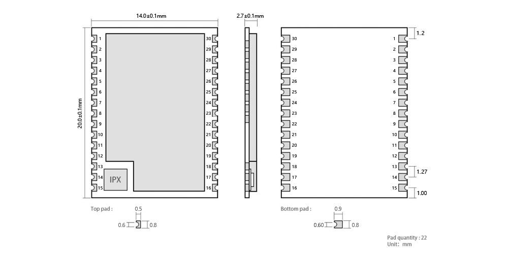 E77-M22S引脚定义图 E77-M22S引脚定义图