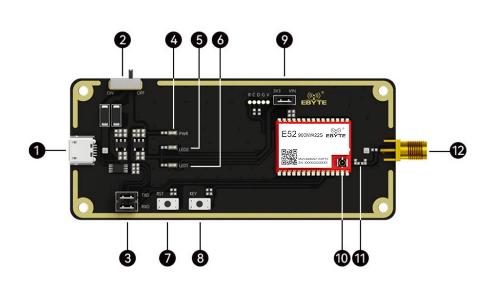 E52-900NW22S-TB lora mesh组网模块测试套件引脚 E52-900NW22S-TB lora mesh组网模块测试套件引脚
