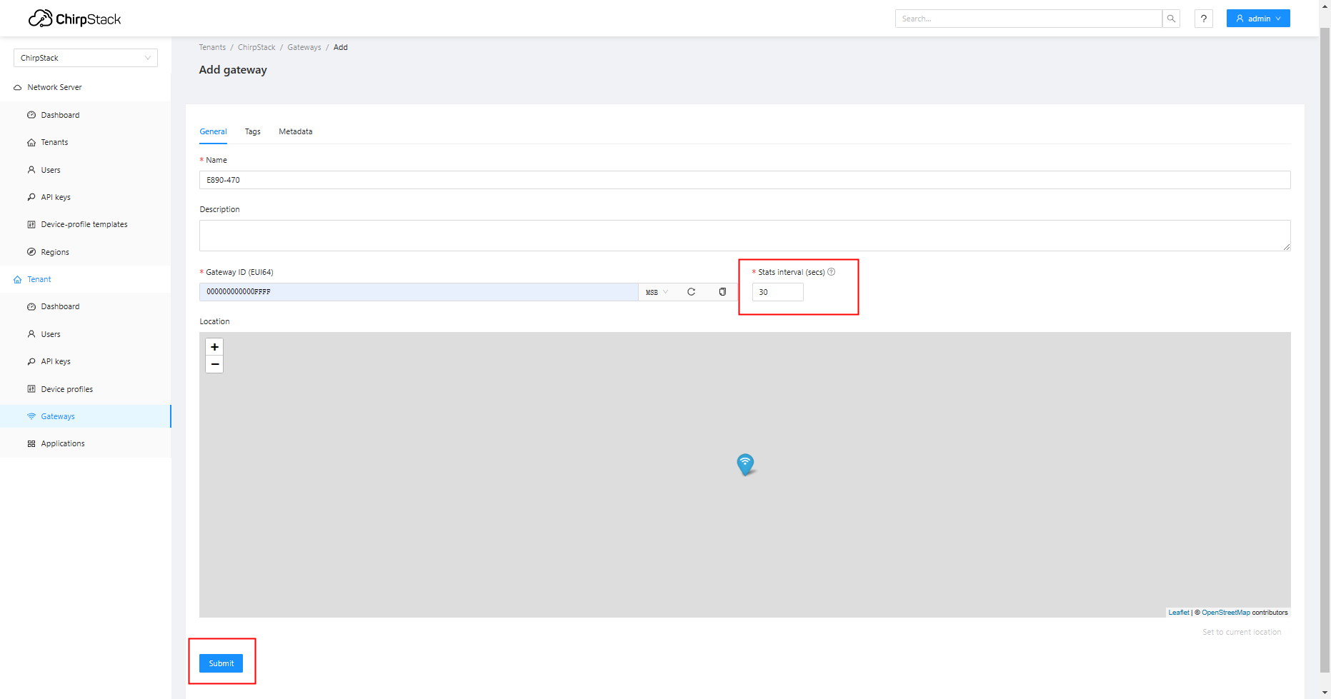 13创建Lorawan网关信息 13创建Lorawan网关信息