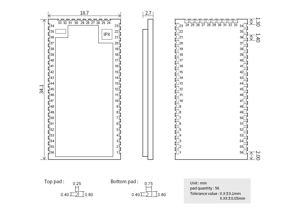 E103-W20-WiFi模块引脚图 E103-W20-WiFi模块引脚图