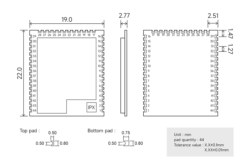 E103-W02X引脚定义图 E103-W02X引脚定义图