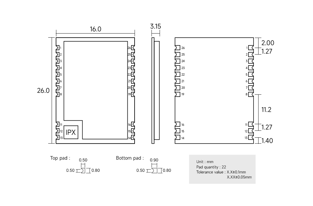 引脚定义 E34-2G4D27SX 引脚定义 E34-2G4D27SX