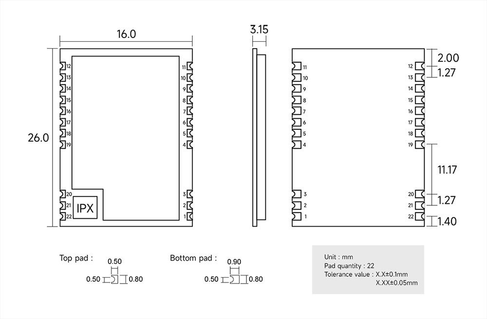 E290-400T20S 无线模块 引脚定义 E290-400T20S 无线模块 引脚定义