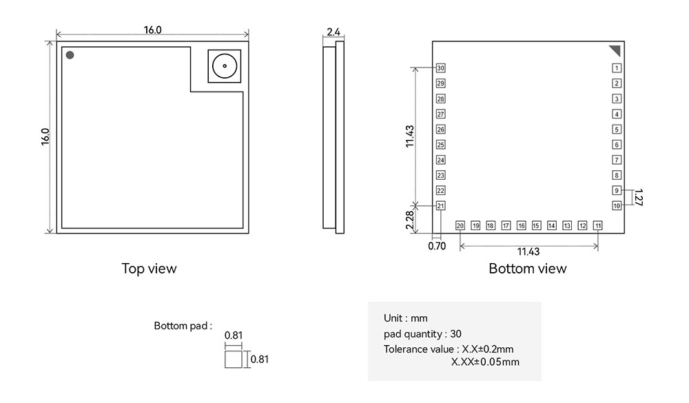 引脚定义 E04-2G4M10S1AX 引脚定义 E04-2G4M10S1AX