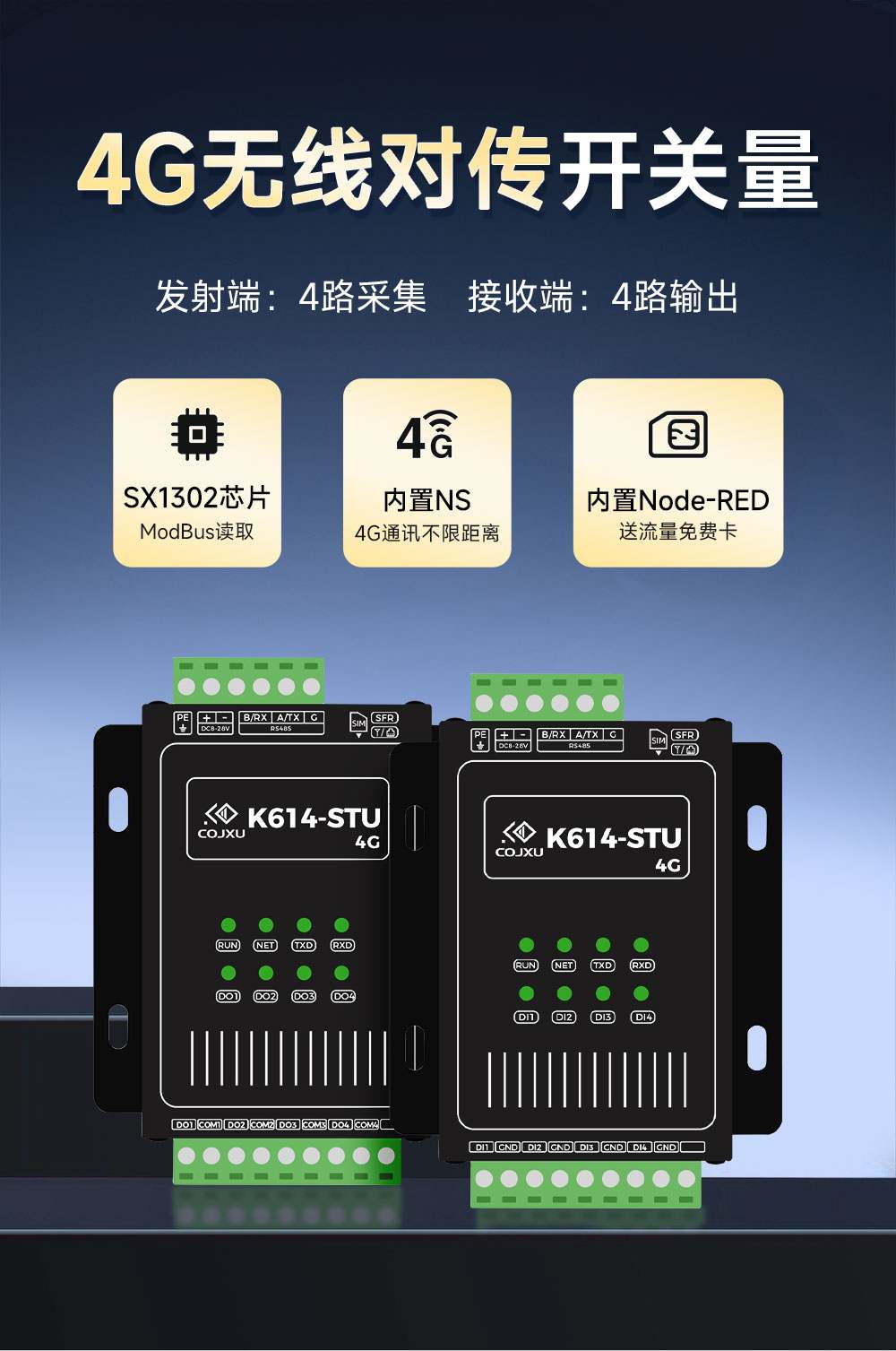 K614-STU(4G) 开关量无线对传模块 (1)