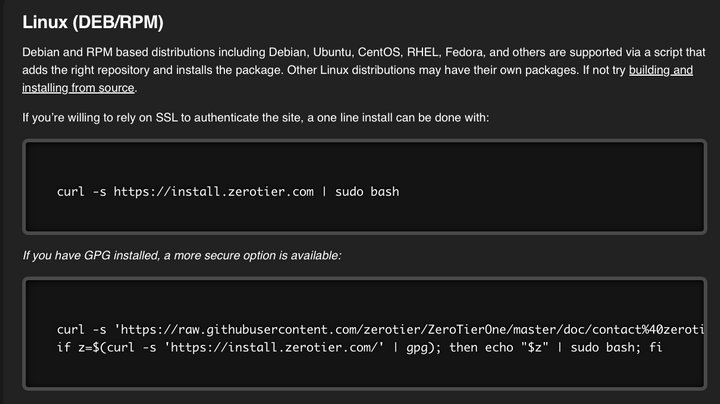 1  安装部署ZeroTier虚拟网络