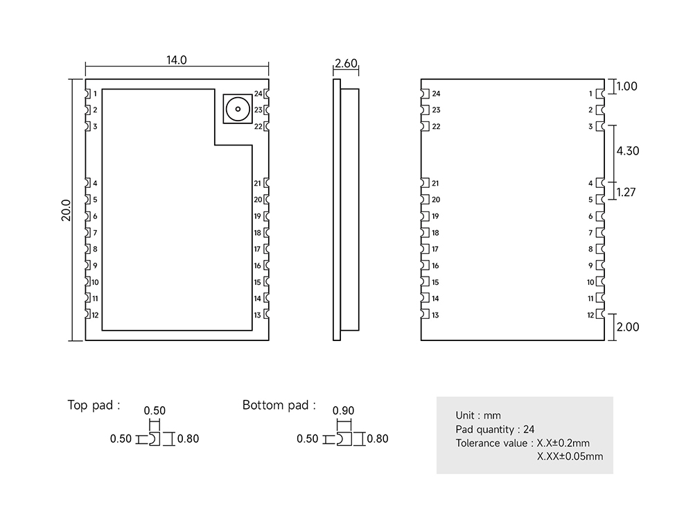 引脚 EWM32M-900T20S