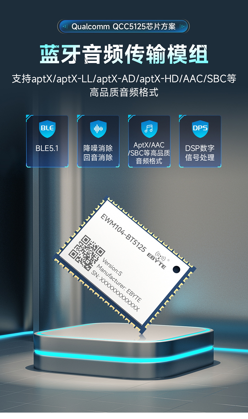 EWM104-BT5125(SPDIF) BLE5.1 蓝牙音频传输模块 (1)