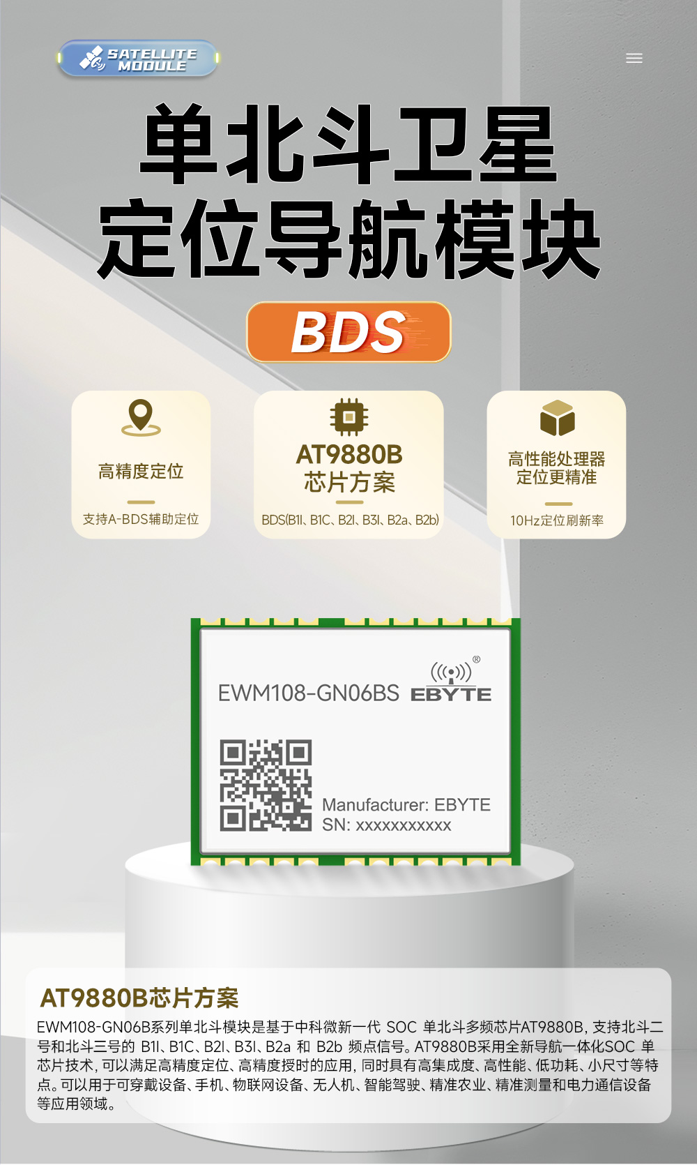 EWM108-GN06BS 单北斗卫星定位导航模块 (1)