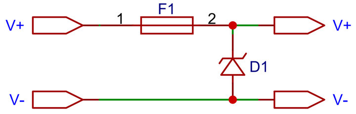 3 稳压二极管和保险丝防反接电路 3 稳压二极管和保险丝防反接电路