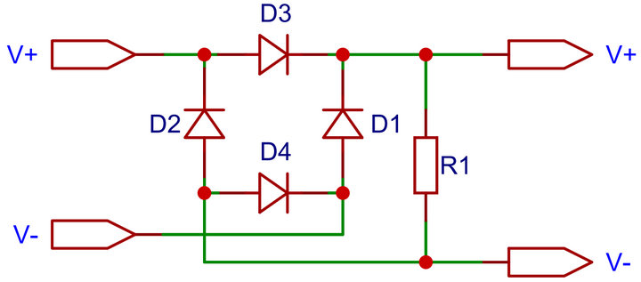 2 整流桥型防反接电路 2 整流桥型防反接电路
