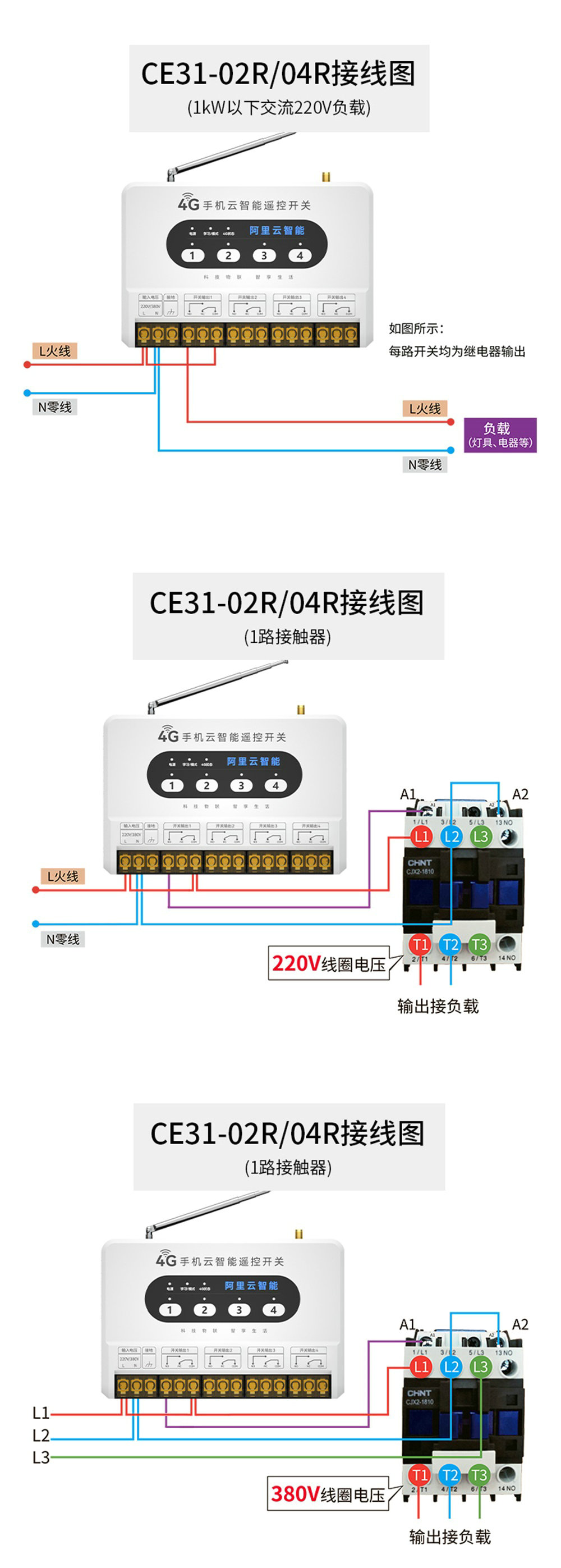 CE31-XXR 手机云智能遥控开关接线图 (2) CE31-XXR 手机云智能遥控开关接线图 (2)