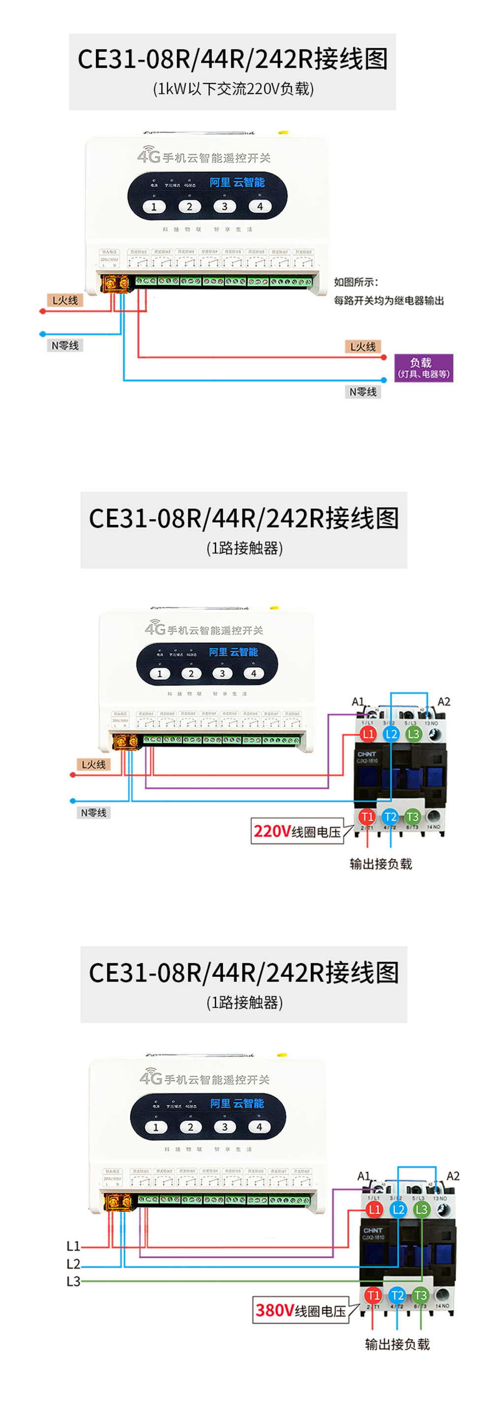 CE31-XXR 手机云智能遥控开关接线图 (3) CE31-XXR 手机云智能遥控开关接线图 (3)