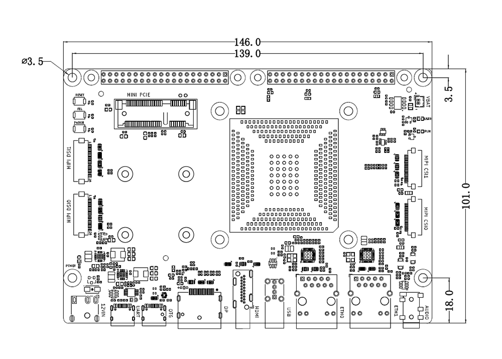 尺寸 ECB32-PGB系列单板机 尺寸 ECB32-PGB系列单板机