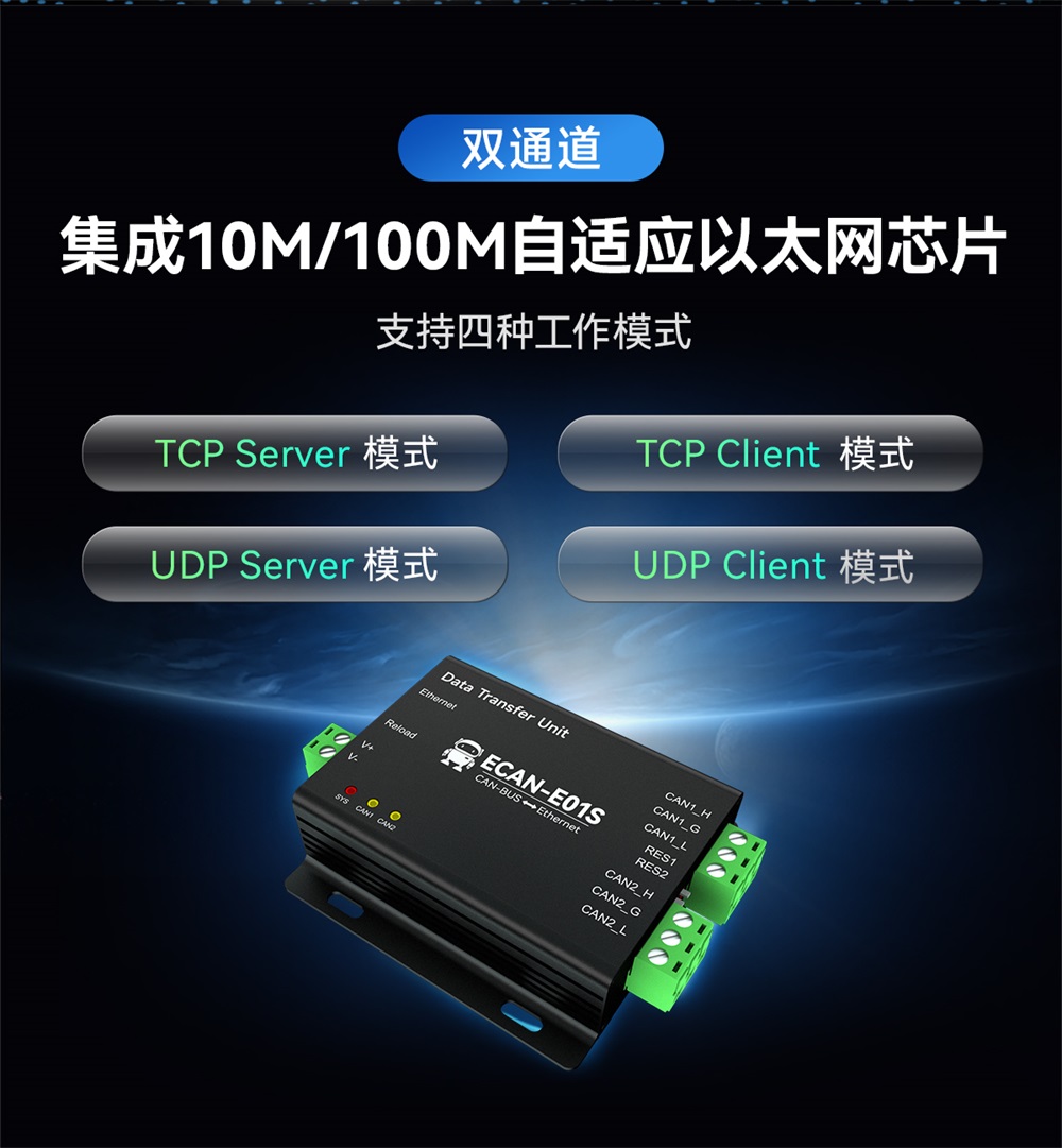 ECAN-E01S-V2 CAN转以太网智能协议转换器 (2) ECAN-E01S-V2 CAN转以太网智能协议转换器 (2)
