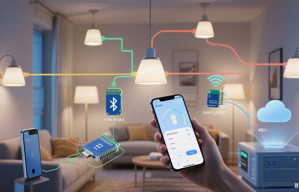 E104-BT53C3蓝牙模块和E840-TTL系列4G模块的智能照明方案