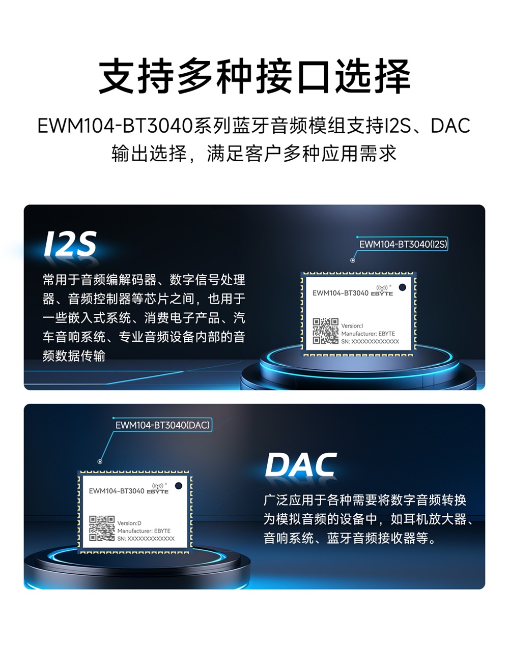 EWM104-BT3040(I2S) 蓝牙音频传输模块 (6)
