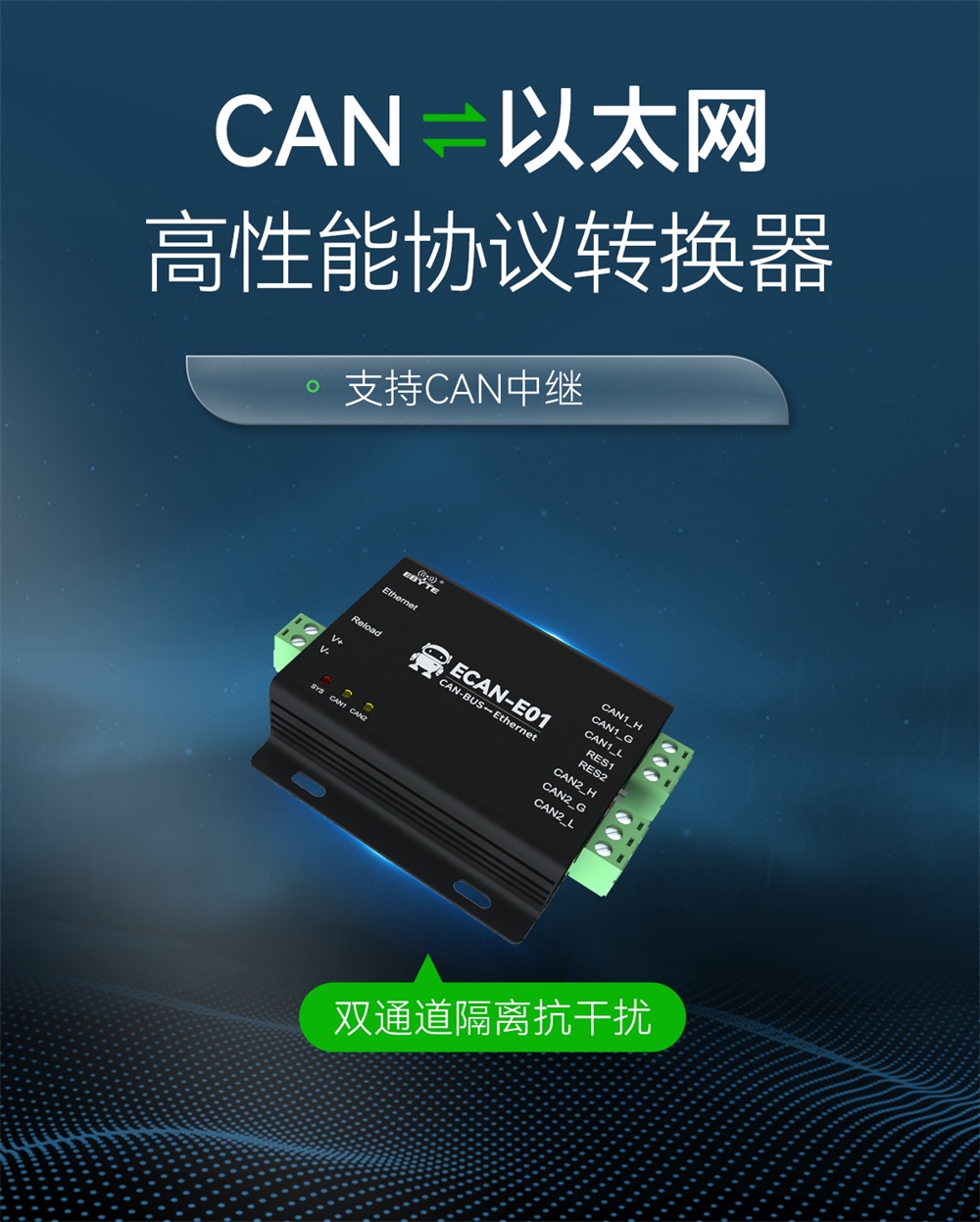 ECAN-E01-V2 CAN转以太网协议转换器 (1) ECAN-E01-V2 CAN转以太网协议转换器 (1)